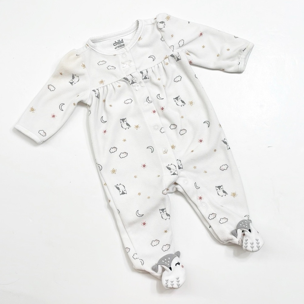 Carter’s owl print fleece baby footie